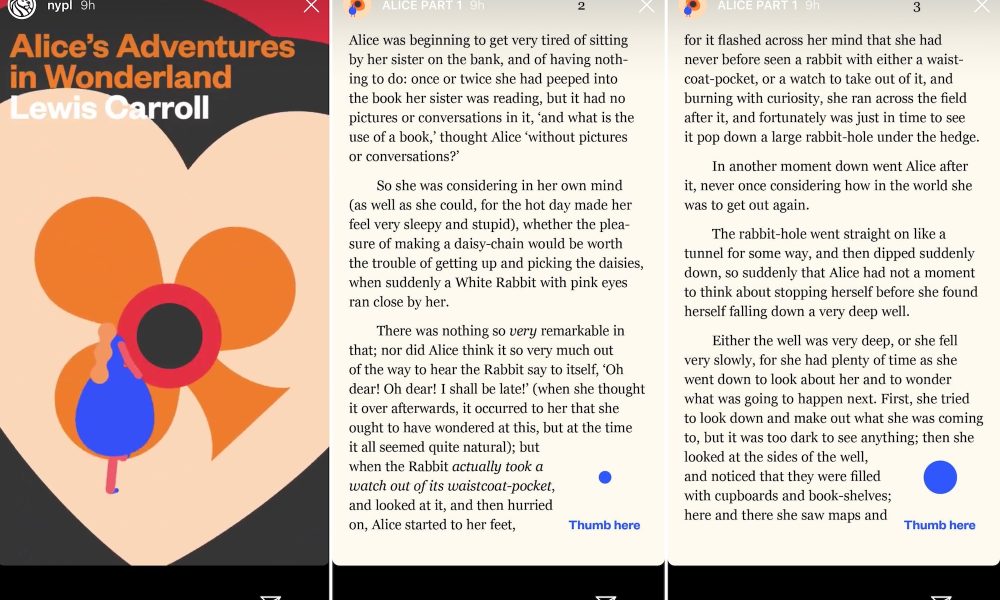 Нью-Йоркская библиотека превращает классические романы в Instagram Stories